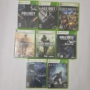 Huge Lot Of 8 Xbox 360 Games Call Of Duty Ghosts Modern War, Black Ops Halo